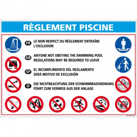 Panneau rectangulaire Réglementation piscine 2