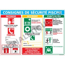 Panneau rectangulaire Consigne sécurité piscine