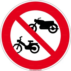 Panneau rond Accès interdit aux motos et aux cyclomoteurs