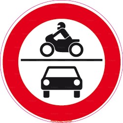 Panneau rond Accès interdit aux motos et automobilistes