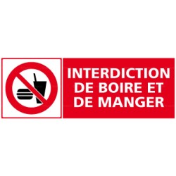 Panneau rectangulaire Interdiction de boire et de manger