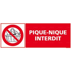 Panneau rectangulaire Pique-nique interdit