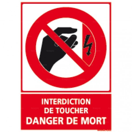 Panneau rectangulaire Interdiction de toucher danger de mort