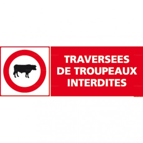 Panneau rectangulaire Traversées de troupeaux interdites