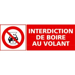 Panneau rectangulaire Interdiction de boire au volant