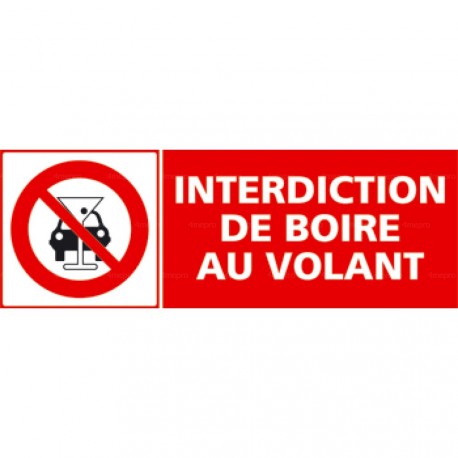 Panneau rectangulaire Interdiction de boire au volant