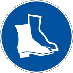 Panneau rond Chaussures de sécurité obligatoires avec pictogramme