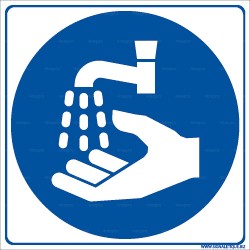 Panneau rond Lavage des mains obligatoire 2