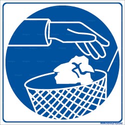 Panneau rond Dépôt de mouchoir dans la poubelle avec couvercle obligatoire