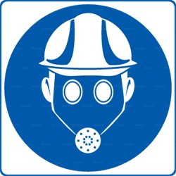 Panneau rond Casque de sécurité et masque à gaz obligatoire