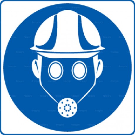 Panneau rond Casque de sécurité et masque à gaz obligatoire