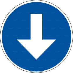 Panneau rond Suivre la flèche en bas
