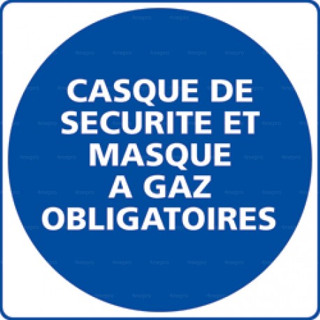 Panneau rond Casque de sécurité et masque à gaz obligatoires