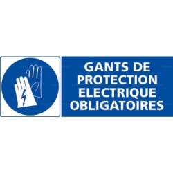 Panneau rectangulaire Gants de protection obligatoires