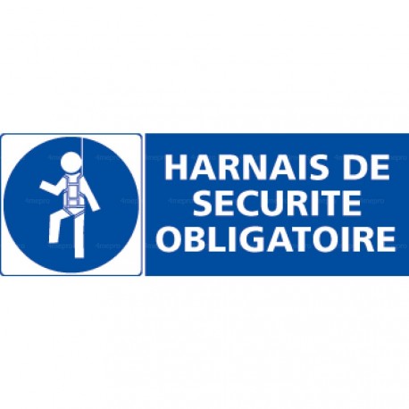 Panneau rectangulaire Harnais de sécurité obligatoire