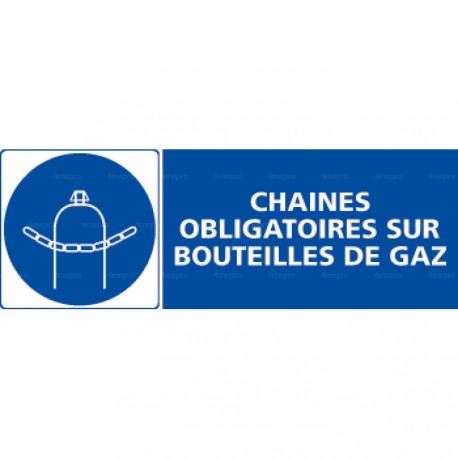 Panneau rectangulaire Chaînes obligatoires sur bouteilles de gaz