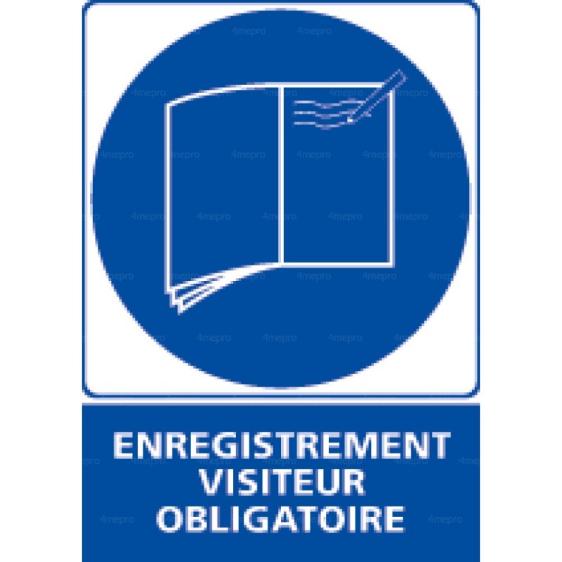 Panneau Enregistrement visiteur obligatoire avec pictogramme