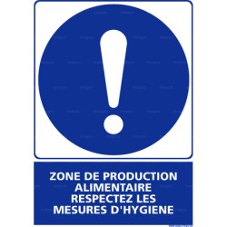 Panneau rectangulaire Zone de production alimentaire respectez les mesures hygiène