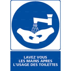 Panneau vertical Lavez-vous les mains après l'usage des toilettes