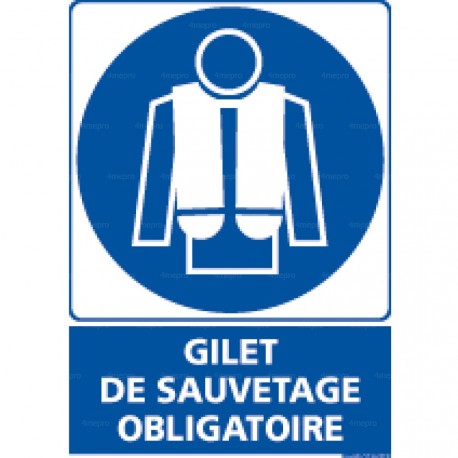 Panneau vertical Gilet de sauvetage obligatoire