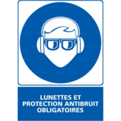 Panneau rectangulaire Lunettes et protection antibruit obligatoires