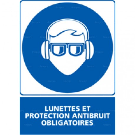 Panneau rectangulaire Lunettes et protection antibruit obligatoires