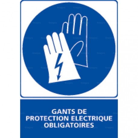 Panneau rectangulaire Gants de protection électrique obligatoires