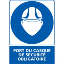 Panneau rectangulaire Port du casque de sécurité obligatoire