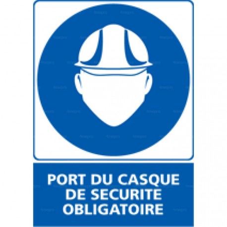 Panneau rectangulaire Port du casque de sécurité obligatoire