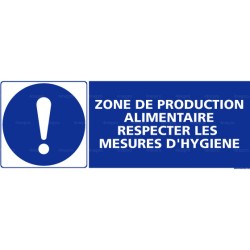 Panneau rectangulaire Zone de production alimentaire, respecter les mesures hygiène