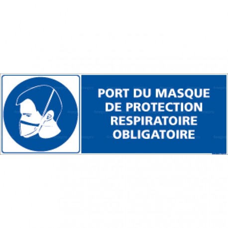 Panneau rectangulaire Port du masque de protection respiratoire obligatoire 2