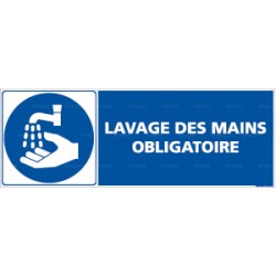 Panneau rectangulaire Lavage des mains obligatoire + pictogramme