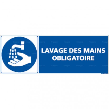 Panneau rectangulaire Lavage des mains obligatoire + pictogramme