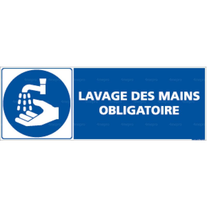Panneau Rectangulaire Lavage Des Mains Obligatoire Pictogramme