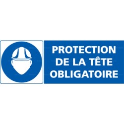 Panneau rectangulaire Protection de la tête obligatoire + pictogramme