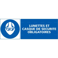 Panneau rectangulaire Lunettes et casque de sécurité obligatoires