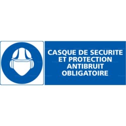Panneau rectangulaire Casque de sécurité et protection antibruit obligatoire