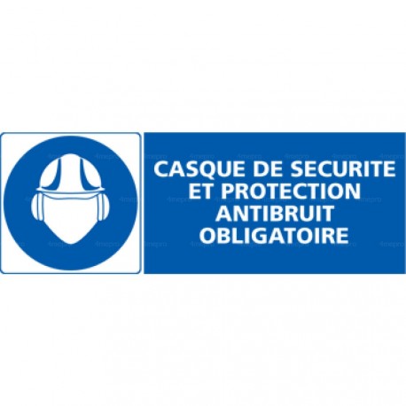 Panneau rectangulaire Casque de sécurité et protection antibruit obligatoire