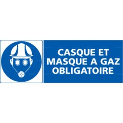 Panneau rectangulaire Casque et masque à gaz obligatoire