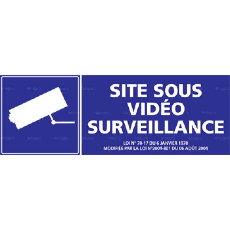 Panneau Attention site sous vidéoprotection avec pictogramme - Rigide  330x120mm - Novap