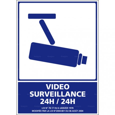 Panneau Propriété Sous Vidéo Surveillance, Panneau Alarme - 24h/24,  Sticker, panneau PVC ou Aluminium. Caméra de Sécurité - Adhésif - 105 x 75  mm