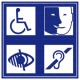 Panneau carré Handicap motrice, mentale, visuelle et auditive