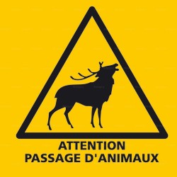 Panneau carré Attention passage animaux