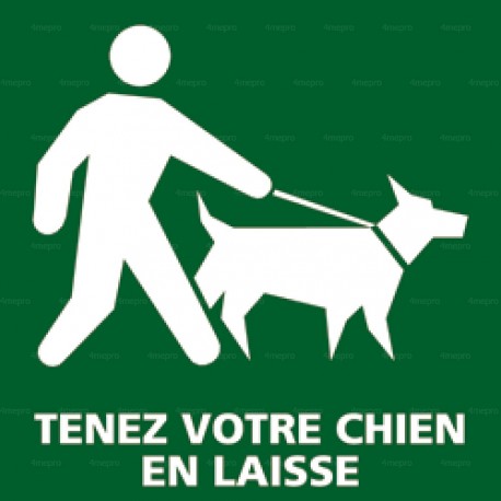 Panneau carré Tenez votre chien en laisse