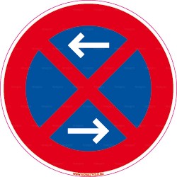 Panneau rond Stationnement et arrêt interdits avec flèche en bas et en haut