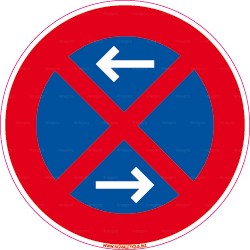 Panneau rond Stationnement et arrêt interdits avec flèche en bas et en haut