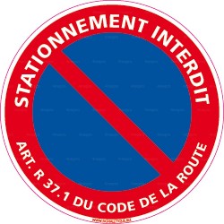 Panneau rond Stationnement interdit + article R.37.1