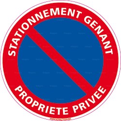 Panneau rond Stationnement gênant - propriété privée