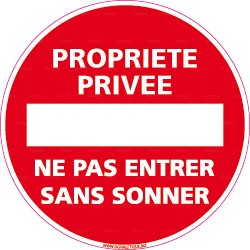 Panneau rond Propriété privée - ne pas entrer sans sonner