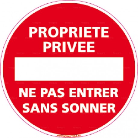 Panneau rond Propriété privée - ne pas entrer sans sonner